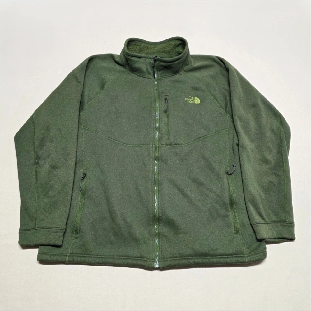 The North Face Mens XXL Olive Green Full Zip Sherpa Lined Fleece Jacket Reg Fit